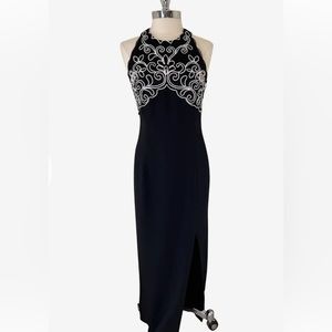 Stunning Vintage Scott McClintock Black Evening With White Embroidery
